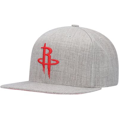 Men's Mitchell & Ness Heathered Gray Houston Rockets Team Logo Snapback Hat in Heather Gray