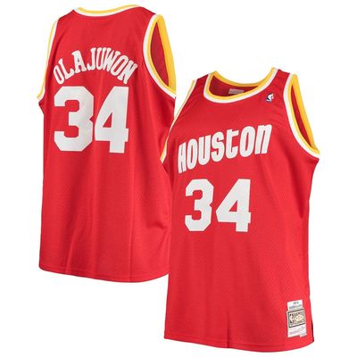 Men's Mitchell & Ness Hakeem Olajuwon Red Houston Rockets Big & Tall Hardwood Classics Jersey