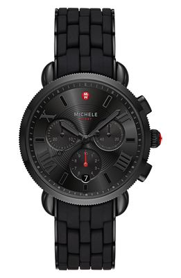 MICHELE Sporty Sport Sail Noir Chronograph Watch Head with Silicone Strap