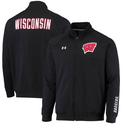 Men's Under Armour Black Wisconsin Badgers Raglan Game Day Triad Full-Zip Jacket