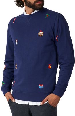 OppoSuits Xmas Icons Embroidered Sweatshirt in Blue