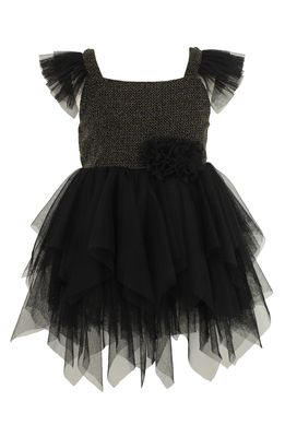 Popatu Kids' Shimmer Bodice Tulle Dress in Black