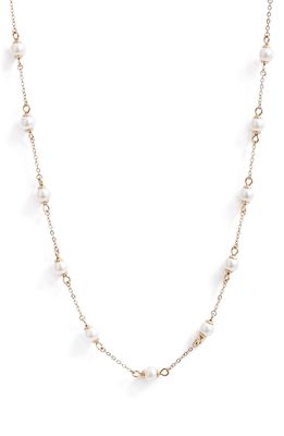 Knotty Imitation Pearl Necklace in Gold
