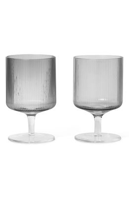 ferm LIVING Set of 2 Ripple Wineglasses in Smoked Grey
