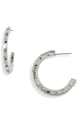 CRISTABELLE Crystal Baguette Hoop Earrings in Crystal/Silver