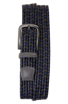 Torino Braided Leather Belt in Black/Navy/Grey