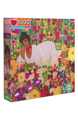 eeBoo Woman in Flowers 1000-Piece Puzzle in Green