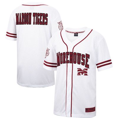 Men's Colosseum White/Maroon Morehouse Maroon Tigers Free Spirited Baseball Jersey