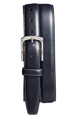 Torino Burnished Leather Belt in Navy