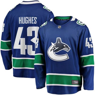 Men's Fanatics Branded Quinn Hughes Blue Vancouver Canucks Home Premier Breakaway Player Jersey