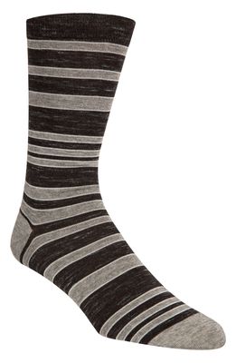 Cole Haan Stripe Socks in Black Rain Heather