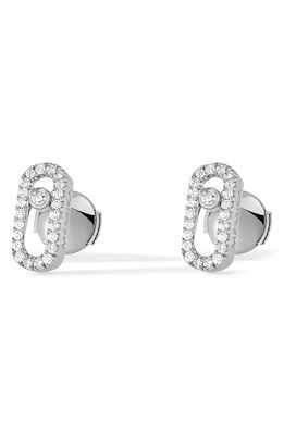 Messika Move Uno Pave Diamond Stud Earrings in White Gold