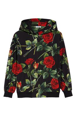 Dolce & Gabbana Kids' Rose Print Zip Hoodie