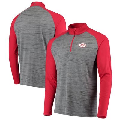 Men's Levelwear Gray/Red Cincinnati Reds Vandal Raglan Quarter-Zip Pullover Jacket