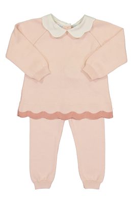 Feltman Brothers Scalloped Cotton Sweater & Pants Set in Blush