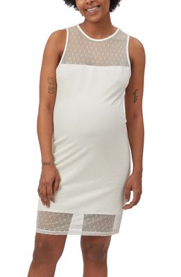 Stowaway Collection Shadow Dot Maternity Sheath Dress in Ivory