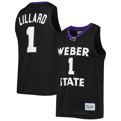Men's Original Retro Brand Damian Lillard Black Weber State Wildcats Alumni Commemorative Classic Basketball Jersey