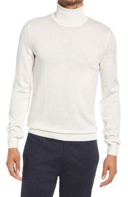 BOSS Musso Virgin Wool Turtleneck Sweater in Open White
