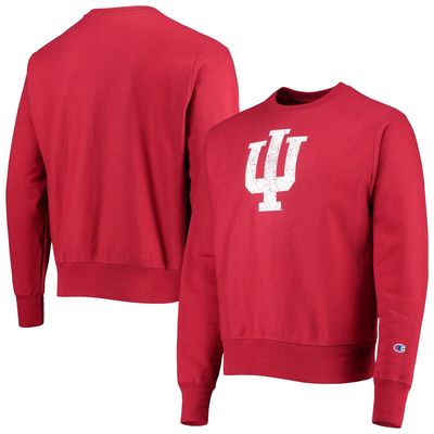 Men's Champion Crimson Indiana Hoosiers Vault Logo Reverse Weave Pullover Sweatshirt