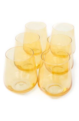 Estelle Colored Glass Set of 6 Stemless Wineglasses in Yellow