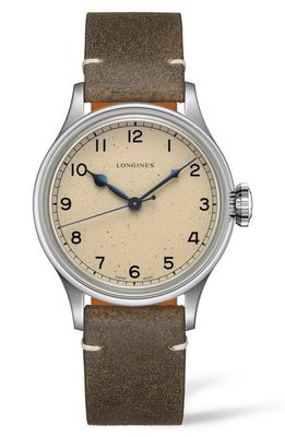Longines Heritage Military Leather Strap Watch