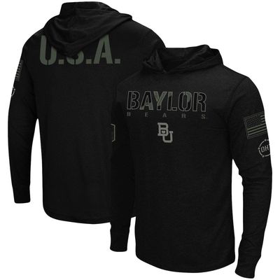 Men's Colosseum Black Baylor Bears OHT Military Appreciation Hoodie Long Sleeve T-Shirt