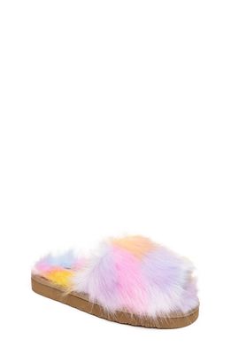 Minnetonka Lyla Faux Fur Slide Slipper in Pink Unicorn