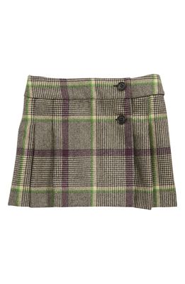 Bonpoint Kids' Talissa Glen Plaid Pleated Wool Skirt in Ficelle
