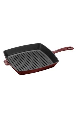 Staub 12-Inch Square Enameled Cast Iron Grill Pan in Grenadine