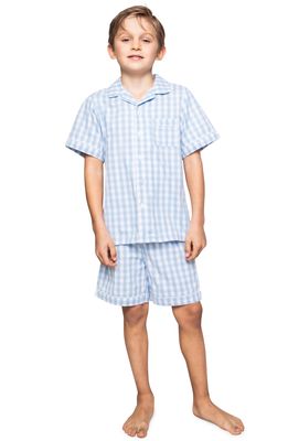 Petite Plume Gingham Check Short Two-Piece Pajamas in Blue