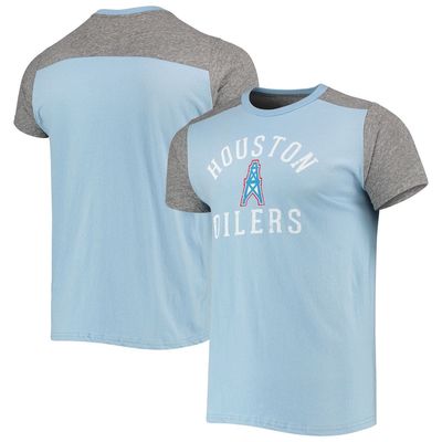 Men's Majestic Threads Light Blue/Heathered Gray Houston Oilers Gridiron Classics Field Goal Slub T-Shirt