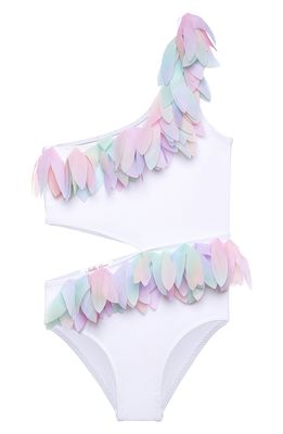 Stella Cove Kids' Multicolor Petal Side Cut Swimsuit in White