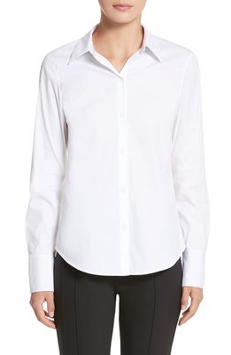 Lafayette 148 New York Linley Stretch Cotton Blouse in White