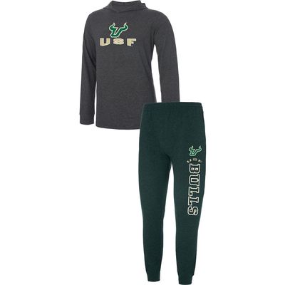 Men's Concepts Sport Green/Charcoal South Florida Bulls Meter Long Sleeve Hoodie T-Shirt & Jogger Pants Set