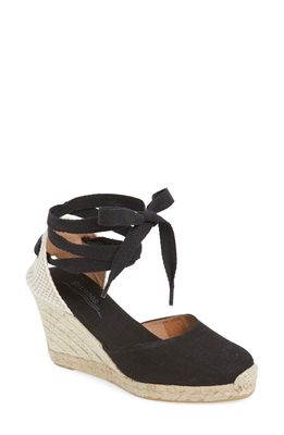 Soludos Wedge Lace-Up Espadrille Sandal in Black