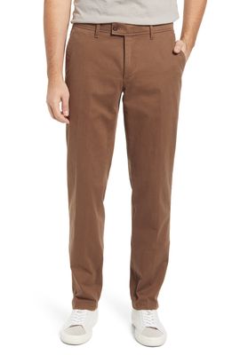 Brax Evans Flat Front Pima Cotton Blend Trousers in Toffee