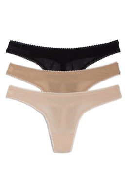 On Gossamer 3-Pack Mesh Thongs in Champagne Mocha Black