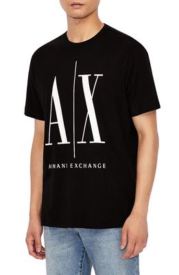 Armani Exchange Icon Logo Cotton Graphic Tee in Black