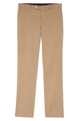 Nordstrom Trim Straight Leg Stretch Flat Front Chino Trousers in Tan Desert