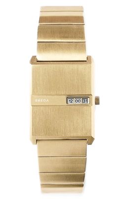 BREDA Pulse Digital 18K Gold Plate Stainless Steel Bracelet Watch