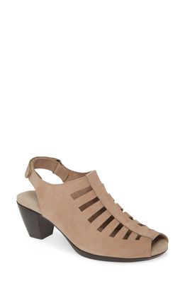 Munro 'Abby' Slingback Sandal in Taupe Nubuck Leather
