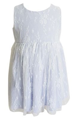 Popatu Stripe Lace Overlay Dress in Blue