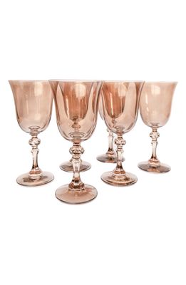 Estelle Colored Glass Set of 6 Regal Goblets in Amber Smoke
