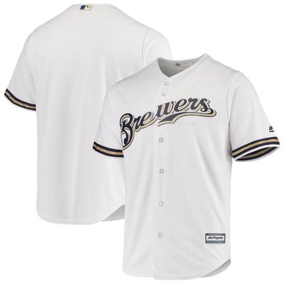 Men's Majestic White Milwaukee Brewers Home Official Cool Base Jersey