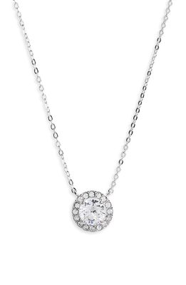 Nordstrom Cubic Zirconia Pendant Necklace in Clear- Silver