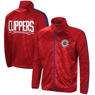 Men's G-III Sports by Carl Banks Red LA Clippers Streamline Tricot Raglan Full-Zip Track Jacket
