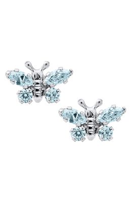 Mignonette Butterfly Birthstone Sterling Silver Earrings in March
