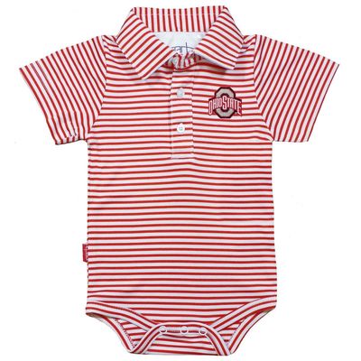 Infant Garb Scarlet/White Ohio State Buckeyes Carson Striped Short Sleeve Bodysuit in Red