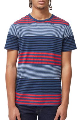 French Connection Dragged Stripe Crewneck T-Shirt in 40-Dark Denim Multi