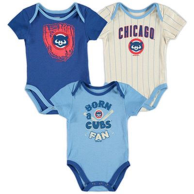 Outerstuff Infant Royal/Light Blue/Cream Chicago Cubs Future Number One Creeper Three-Pack
